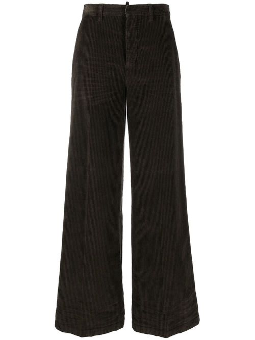 Wide-leg corduroy trousers - Brown