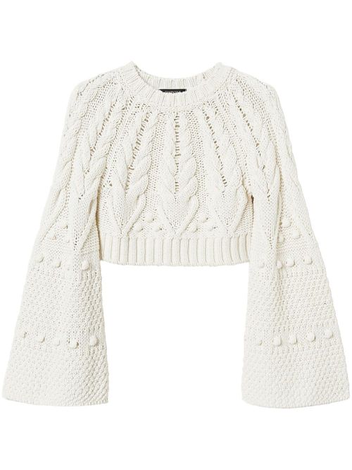 Wool cropped sweater - White