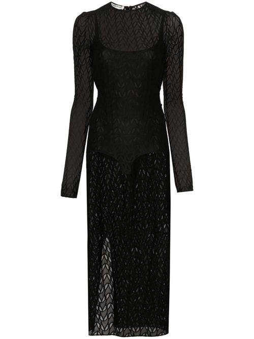 Semi-sheer mesh dress - Black
