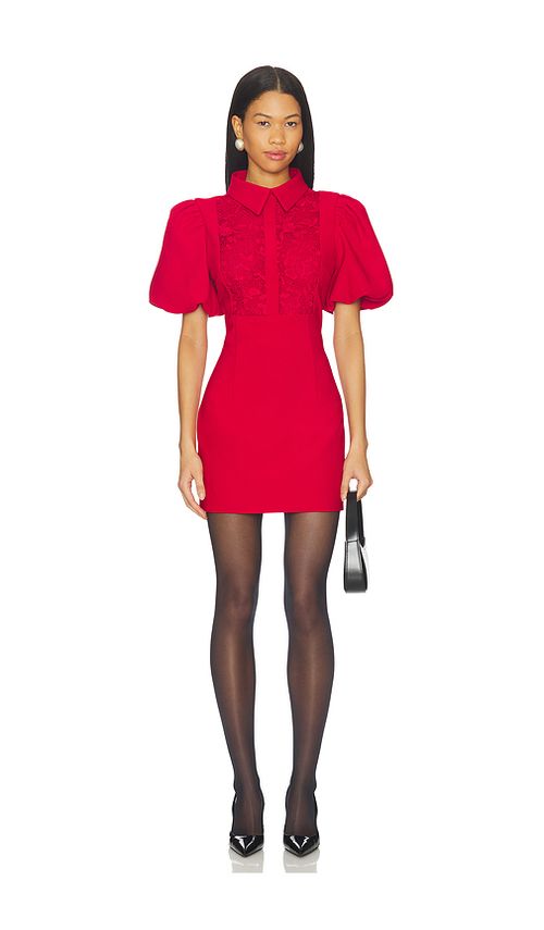 ELLIATT June Puff Sleeve Mini Dress in Red. L. Also in M, S