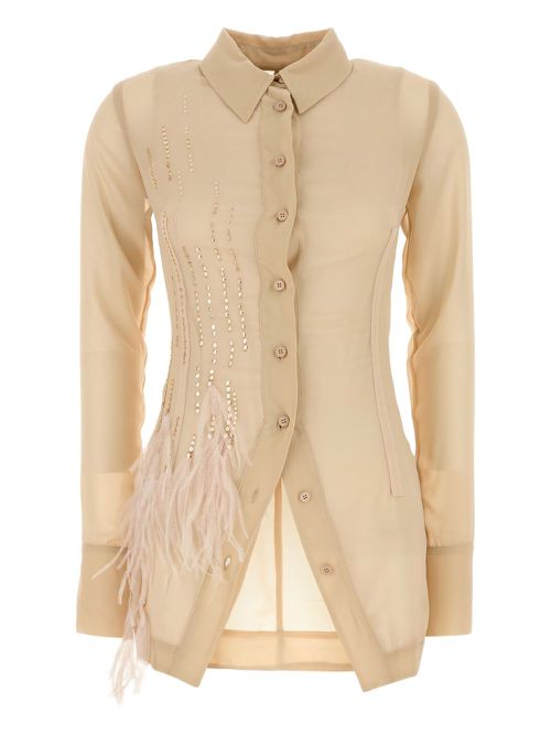 Crystal-embellished shirt - Neutrals
