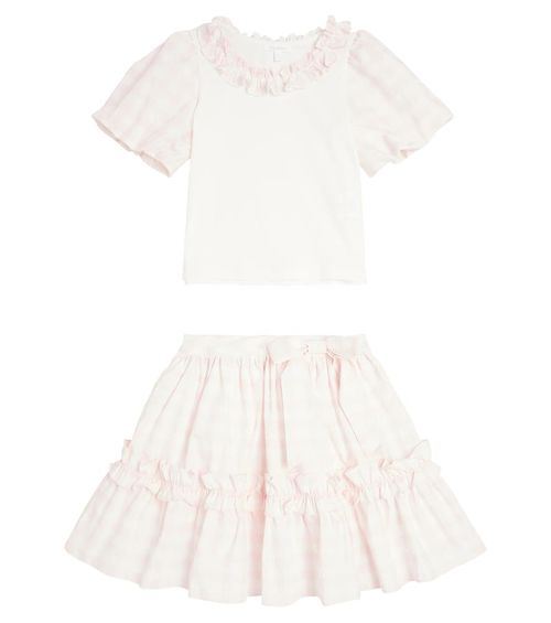 Gingham cotton top and skirt set