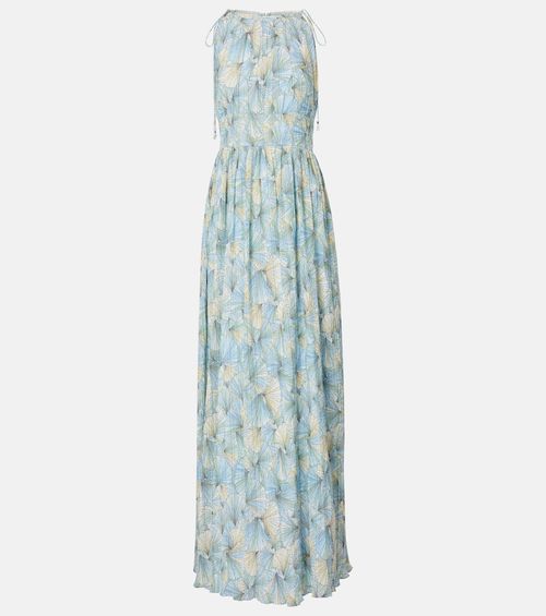 Yardley floral pleated chiffon gown