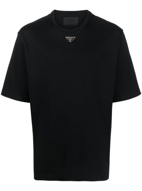 Triangle-logo cotton T-shirt - Black