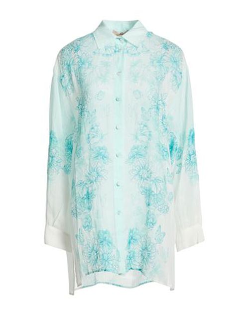 Woman Shirt Turquoise Size 6 Ramie