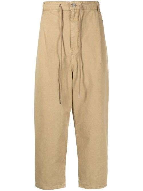Cropped tapered-leg trousers - Brown