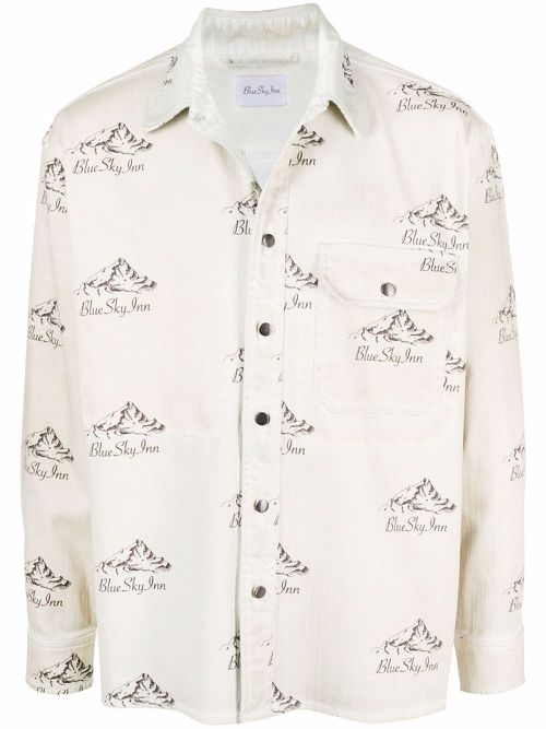 Logo mountain-print jacket - Neutrals