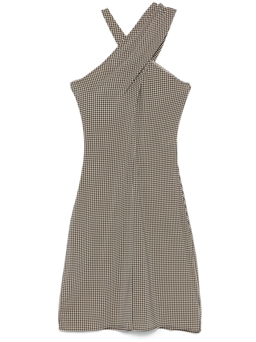 Black Beige Criss-cross Jersey Mini Dress