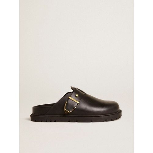 Golden Goose - Women's Lucy Sabot In Glossy Black Leather With Gold Metal Buckle, Woman