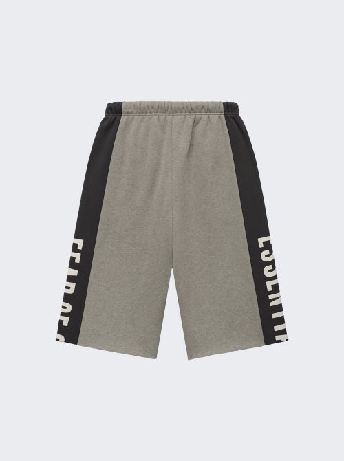 Paneled Raw Cut Off Sweat Shorts Seal Heather And Iron Grey