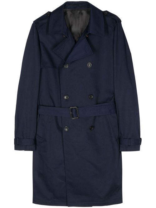Gabardine-weave double-breasted coat - Blue