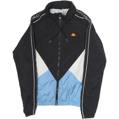 ELLESSE Mens Black & Blue Colourblock Track Jacket M Polyester Zip Logo Tape