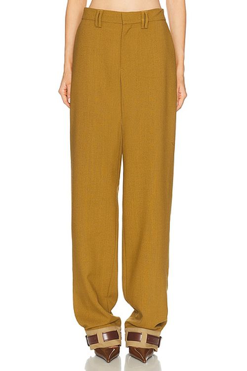 Jean Paul Gaultier Tailored Military Pant in Olive Green - Olive. 36 also