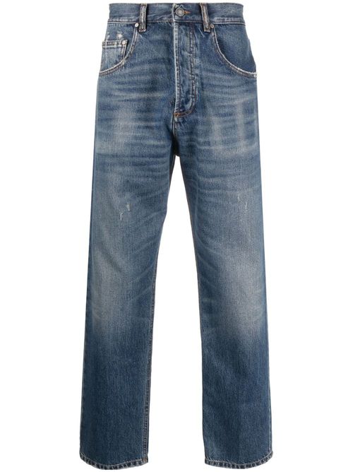 Distressed straigh-leg jeans - Blue