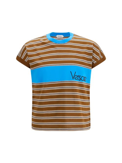 Striped Intarsia T-Shirt — Brown