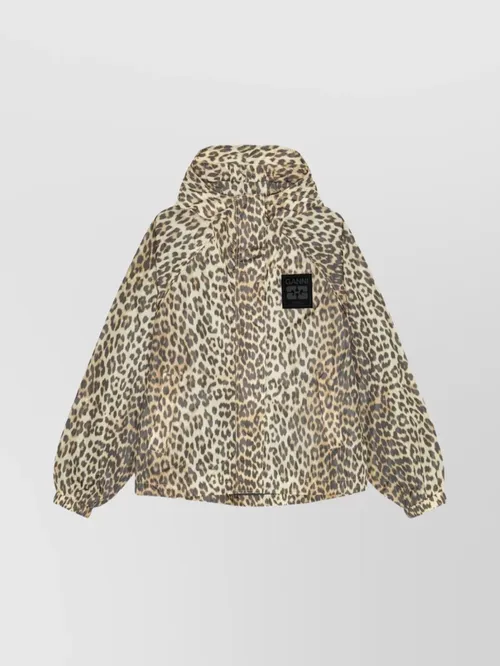 Ganni - nylon leopard-print hooded jacket