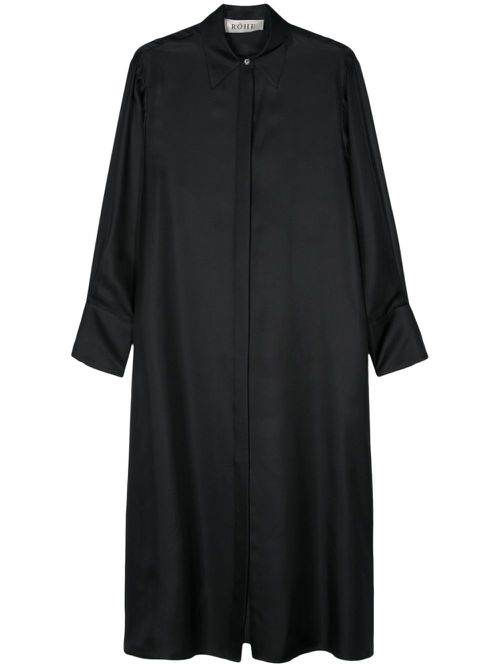 Cut-out detail silk shirt dress - Black