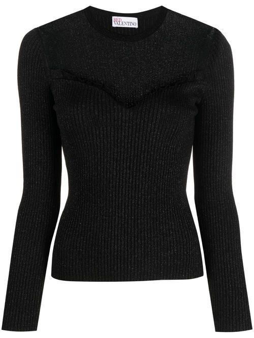 Point d'esprit tulle knitted top - Black