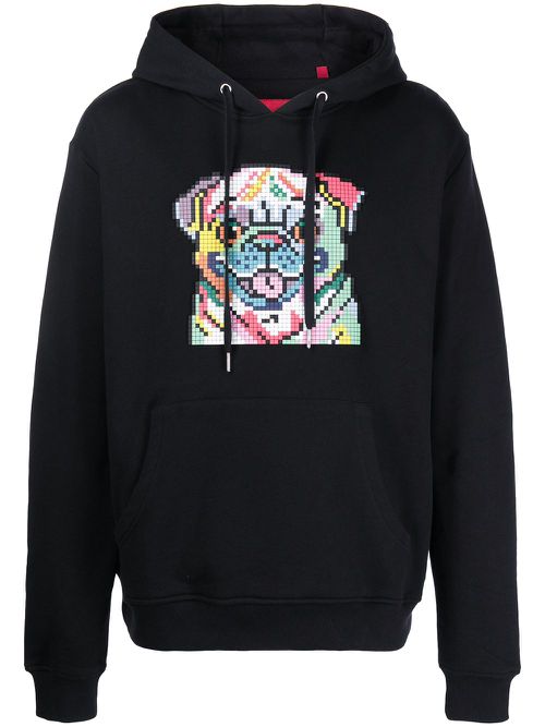 Rainbow Pug pullover hoodie - Black