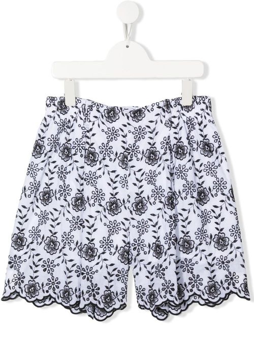 TEEN embroidered floral shorts - White
