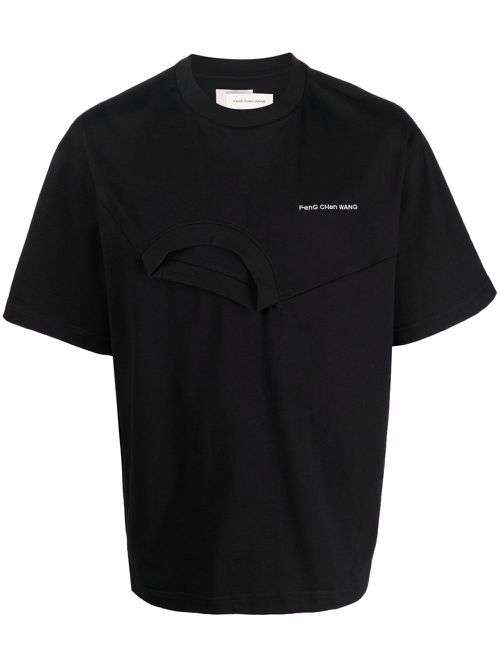 Layered embroidered logo T-shirt - Black