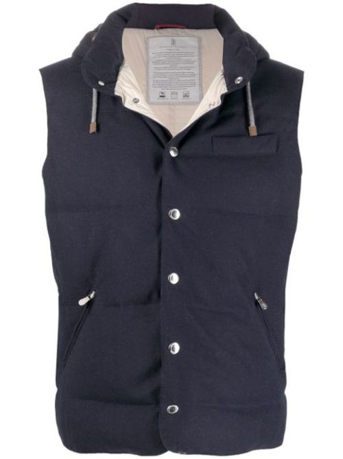 Padded hooded sleeveless gilet