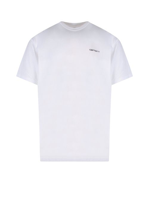-T-shirt in cotone con logo ricamato-Uomo