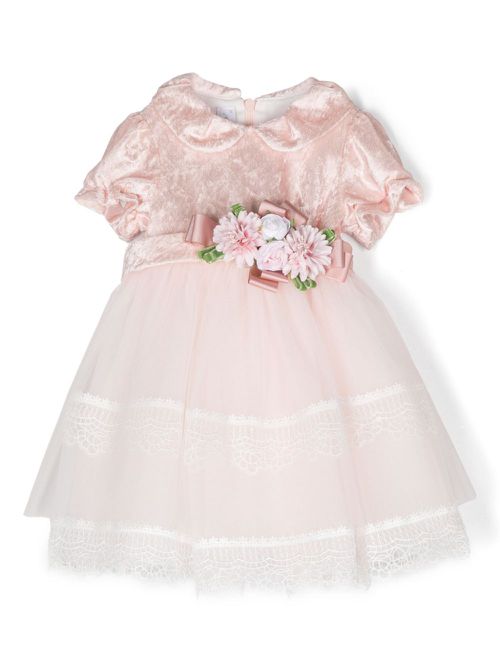 Floral-appliqué dress - Pink