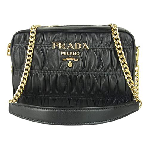 Prada Bandoliera Nero Black Nappa Gaufre'1 Quilted Leather Handbag 1BH112