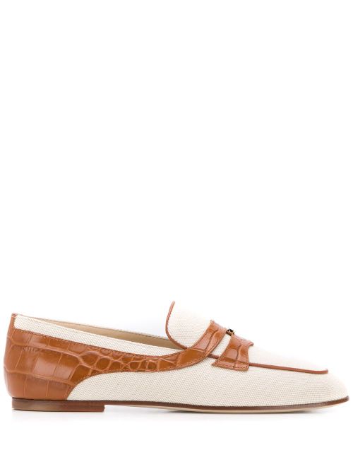 Croc-embossed panel loafers - Neutrals