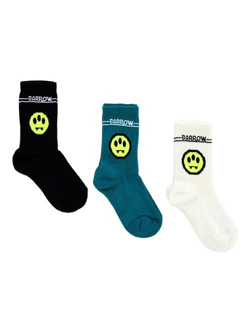 Smiley-face ribbed socks (pack of two) - Blue