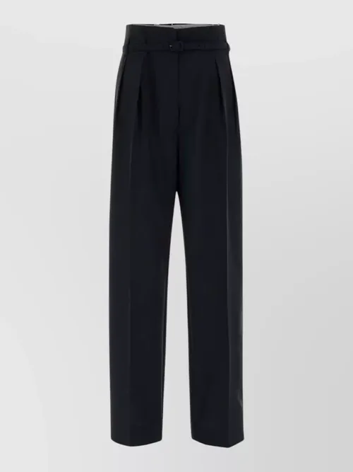 Prada - wool blend pleated palazzo pant belt loop