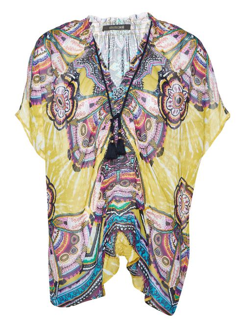 Pre-owned printed kaftan top - Yellow