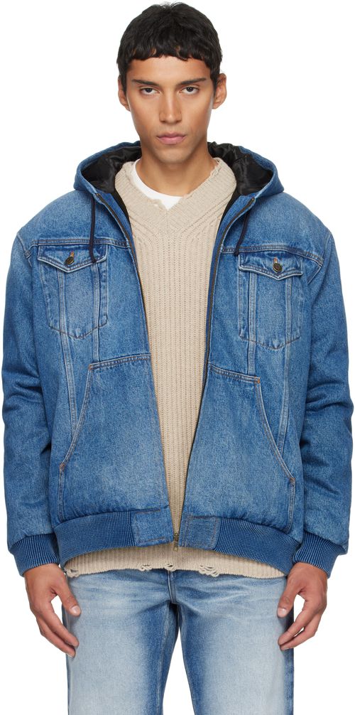 Blue Hooded Denim Jacket