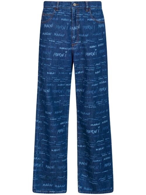 Logo-print straight-leg jeans - Blue