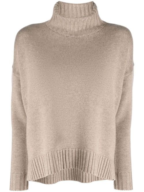 Roll-neck ribbed jumper - Neutrals