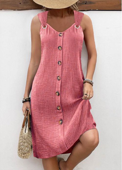Modlily Light Pink Breathable A Line Sleeveless V Neck Dre