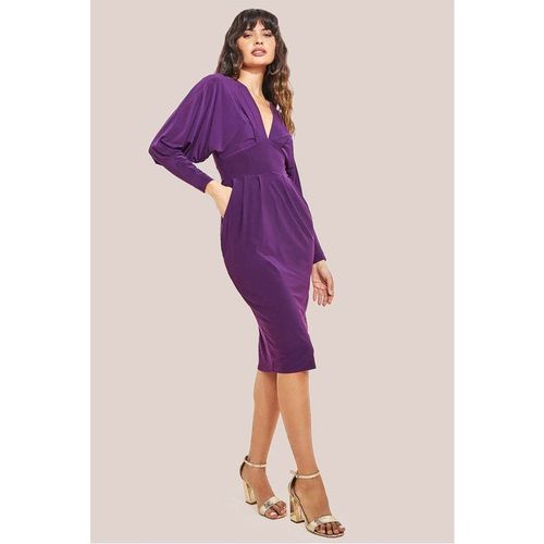 Goddiva Batwing Sleeve Midi Dress - Purple