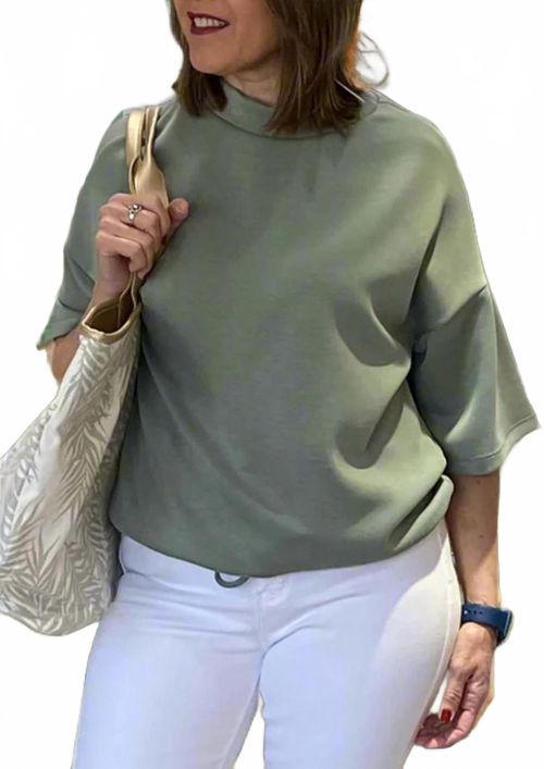 Drawstring Short Sleeve Top In Mint