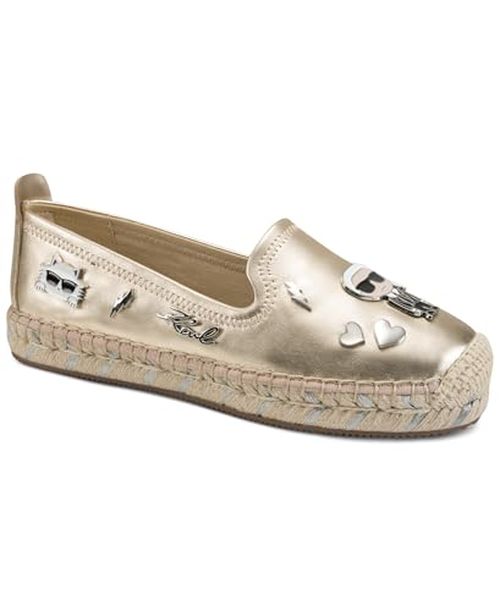 KARL LAGERFELD Women's Michaela Slip On Espadrille Sandal with Pins