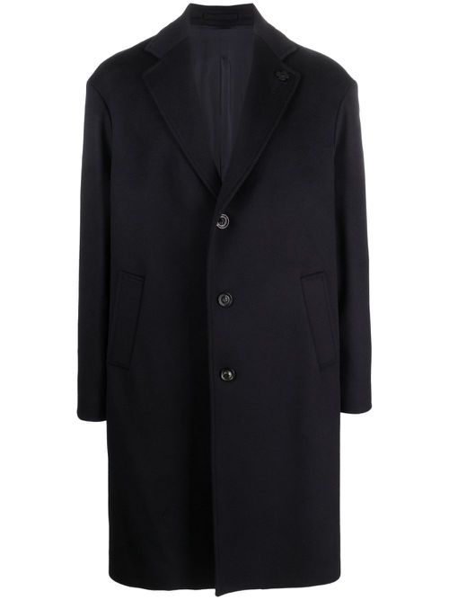 Single-breasted wool coat - Blue