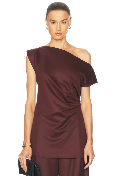SEV Draped Top in Burgundy - Burgundy.  40 also in