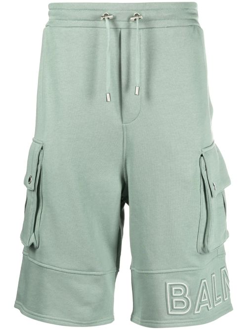 Embossed-logo cotton bermuda shorts - Green
