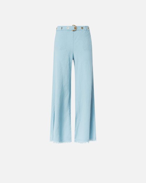 Trousers in linen blend with belt - 36