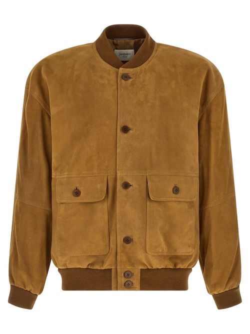 Lamb Leather Bomber Jacket — Brown
