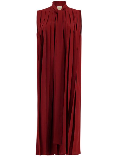 Pleated silk dress - Red