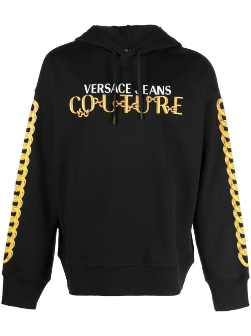 Logo-print cotton hoodie - Black