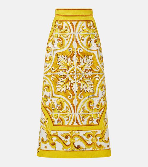 Majolica brocade midi skirt