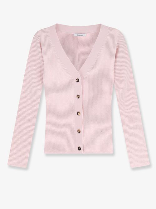 Ribbed Wool and Cashmere Cardigan — Pink