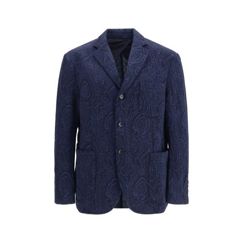 Arnica Jacquard Wool-Blend Blazer — Navy